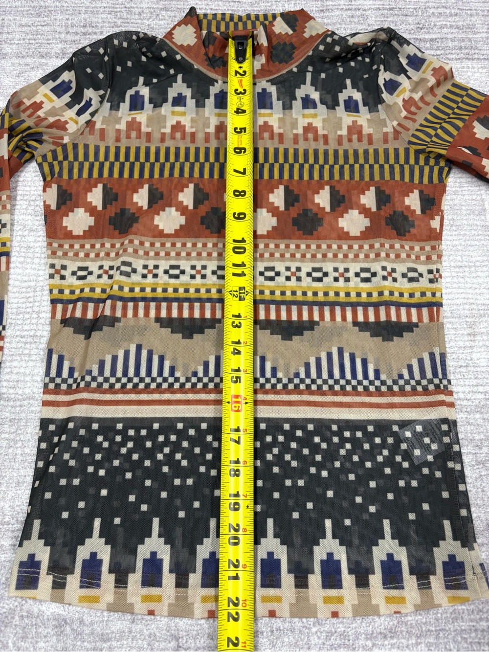 Henrik Vibskov Women’s Vtg Artsy Sheer Mesh Long Sleeve Top Sz S Geometric Brown - Picture 5 of 8
